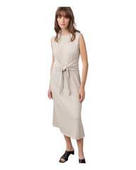 Beige Tie-Front Midi Dress