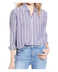 Striped Linen Button-Up Shirt