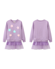 Purple Jumper Dress with Tulle Skirt Attached