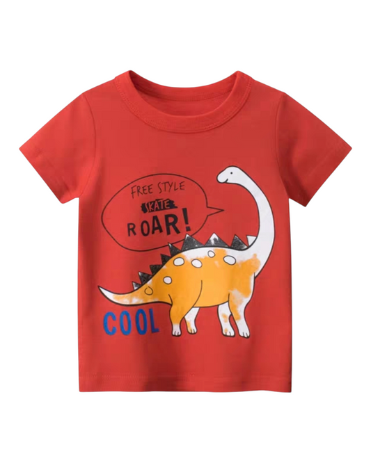 Dinosaur Patterned Graphic T-Shirt