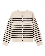 Cream and Black Striped Girls' Cardigan