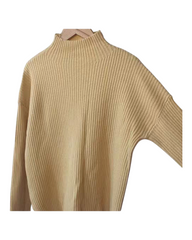 High-Neck Yellow Woollen Ribbed Jumper