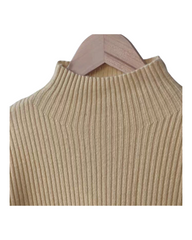 High-Neck Yellow Woollen Ribbed Jumper