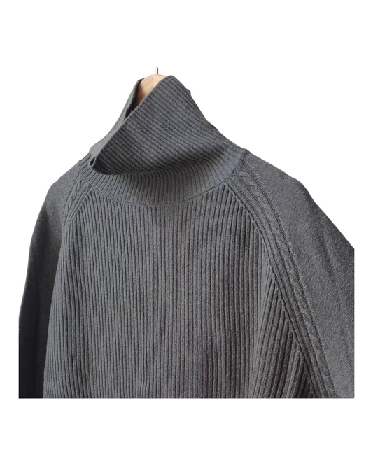 Long-Sleeved Woollen Ribbed Turtleneck Sweater