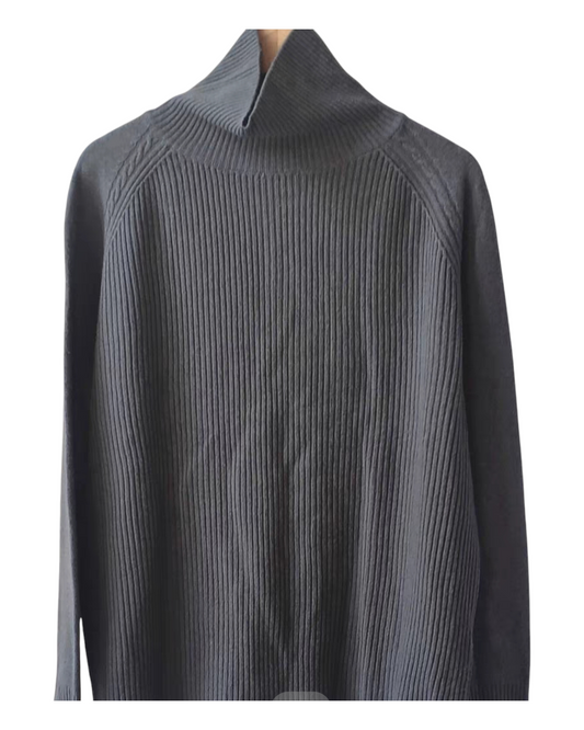 Long-Sleeved Woollen Ribbed Turtleneck Sweater