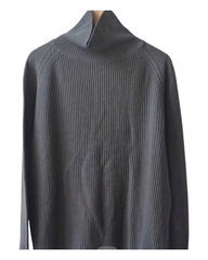 Long-Sleeved Woollen Ribbed Turtleneck Sweater