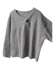 Grey Merino Woollen Jumper with Twist