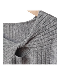 Grey Merino Woollen Jumper with Twist