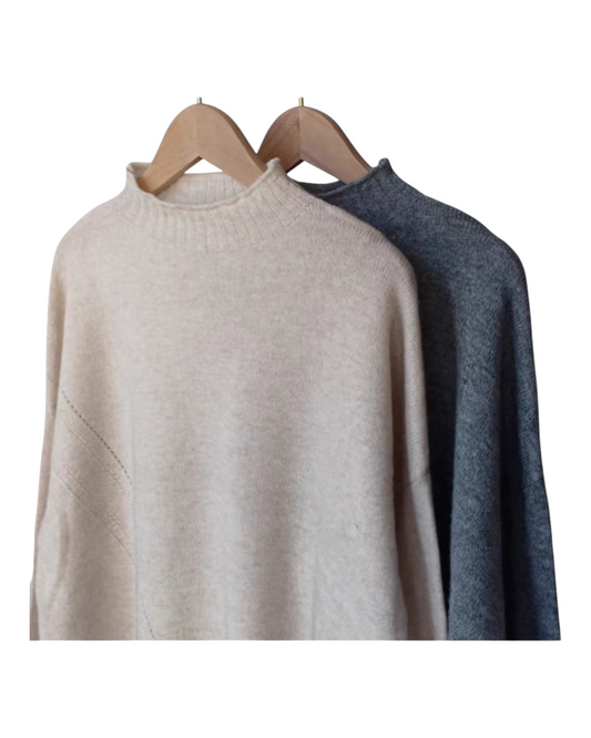 Mock-Neck Cozy Cashmere Sweater