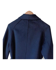Woollen Long Navy Collared Coat with Belt