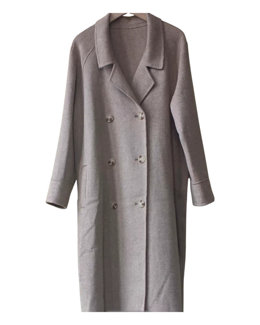 Long Button-Up Woollen Coat