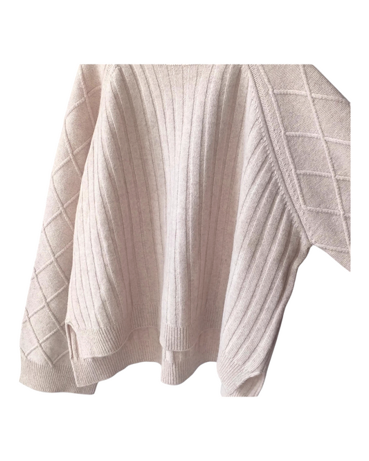 High-Neck Knitted Textured Merino Wool Jumper