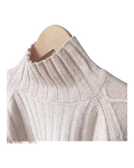 High-Neck Knitted Textured Merino Wool Jumper