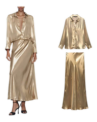 Gold Metallic Long Slip Skirt