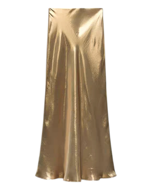 Gold Metallic Long Slip Skirt
