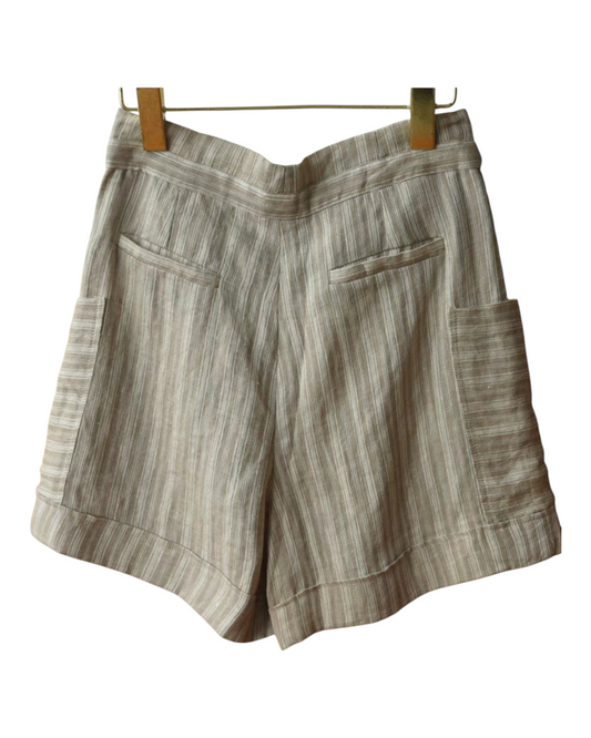 Striped 100% Linen Shorts with Pockets