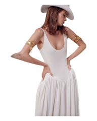 Sleeveless Pleated Summer Dress with Split