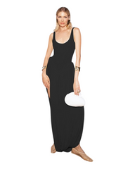 Sleeveless Pleated Summer Dress with Split