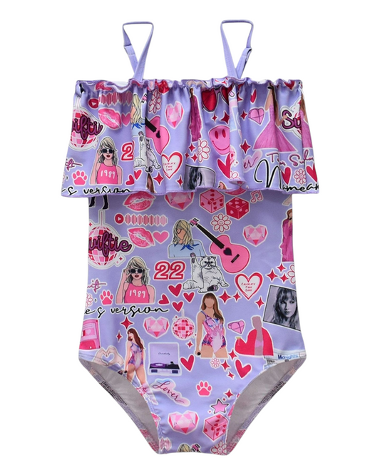 Taylor Swift One-Piece Swimsuit with Ruffle