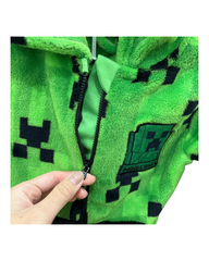 Green Fluffy Zip-Up Minecraft Creeper Onesie