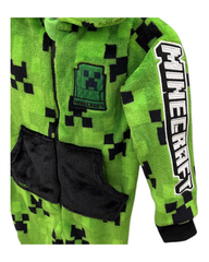 Green Fluffy Zip-Up Minecraft Creeper Onesie