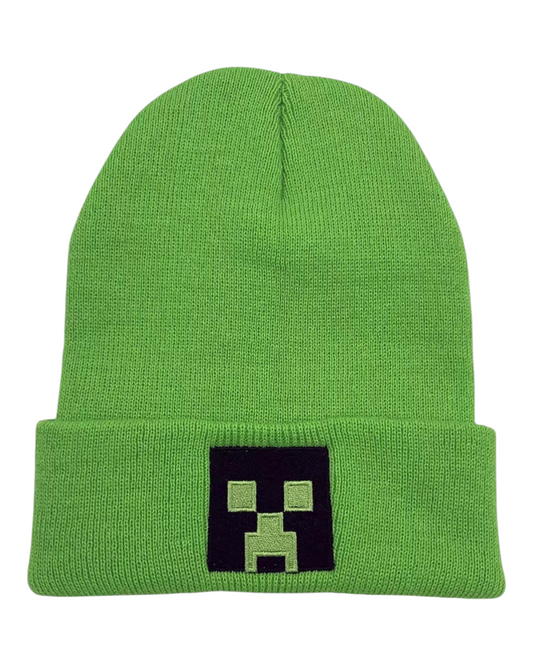 Green and Black Minecraft Patterned Beanie
