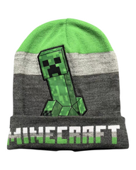 Green and Black Minecraft Patterned Beanie