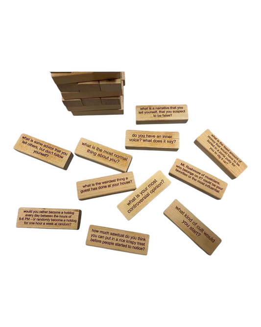 Wooden Block Tumbling Tower 54-Piece Questions Game