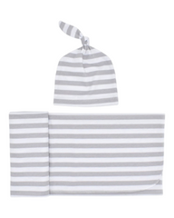 Striped Cotton Baby Wrap Blanket with Matching Hat