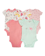 Five-Piece Patterned 100% Cotton Baby Onesie Set