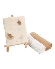 Three-Piece Patterned 100% Cotton Baby Wrap Blanket