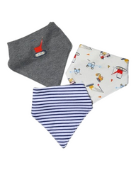 Three-Piece Patterned Baby Feeding Bibs Set