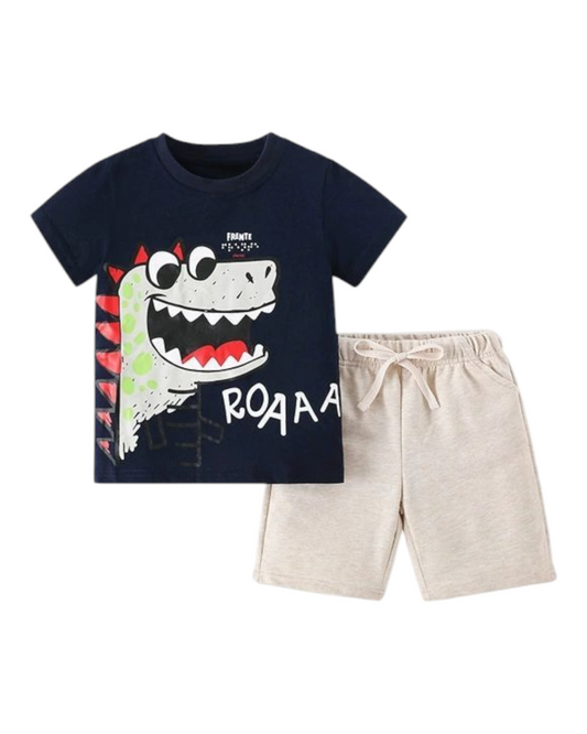 Graphic Dinosaur T-Shirt and Shorts Pyjama Set