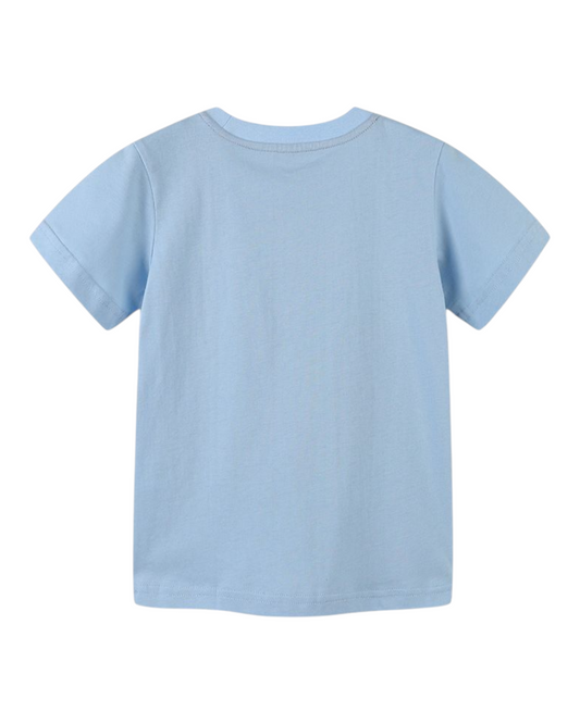 Blue T-Shirt with Space Rocket Pattern