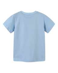 Blue T-Shirt with Space Rocket Pattern
