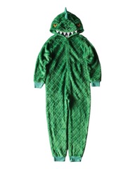 Boys' Hooded Patterned Fluffy Zip-Up Onesies