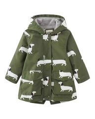 Patterned Hooded Rain Coat with Pockets