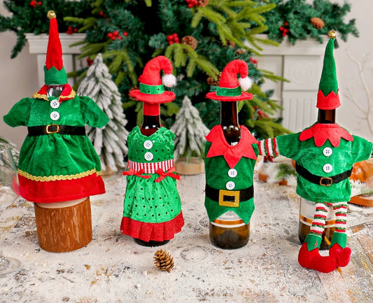 Festive Family Wine Bottle Decor