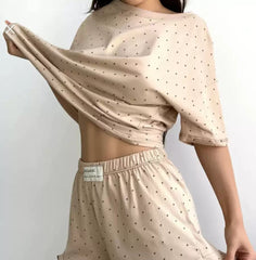 Two-Piece Patterned T-Shirt and Shorts Pyjama Set