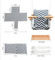 Patterned Blue and White Baby Swing