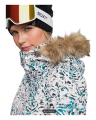 Glam Leopard Print Ski Coat with Fur-Lined Hood