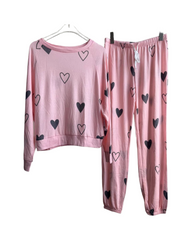 Women's Heart Print Long Sleeve Pajama Set