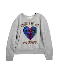 Cozy Gray Fleece Sweatshirt Girls Graphic  Pullover Top