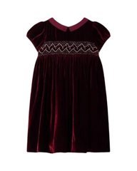 Smocked Burgundy Velvet Party Dress for Girls
