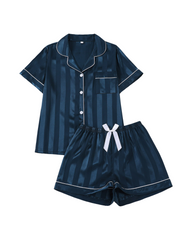 Silk Satin Button Down Pajamas for Women Short Pj Sets