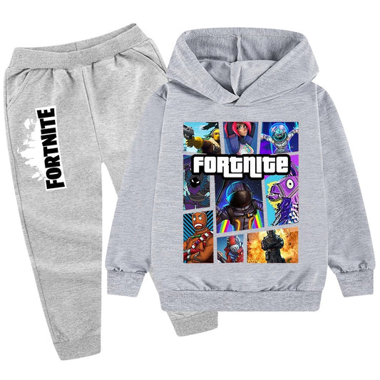 Boys' Fortnite Hoodie and Grey Track Pants Outfit Set