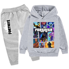 Boys' Fortnite Hoodie and Grey Track Pants Outfit Set