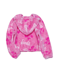 Glamorous Barbie Pink Plush Faux Fur Hoodie for Girls