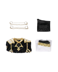 K-Pop Idol Stage Outfit – Black & Gold Performance  Costume
