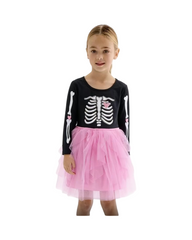 Classic Long-Sleeve Tulle Party Dress for Girls with Layered Skirt